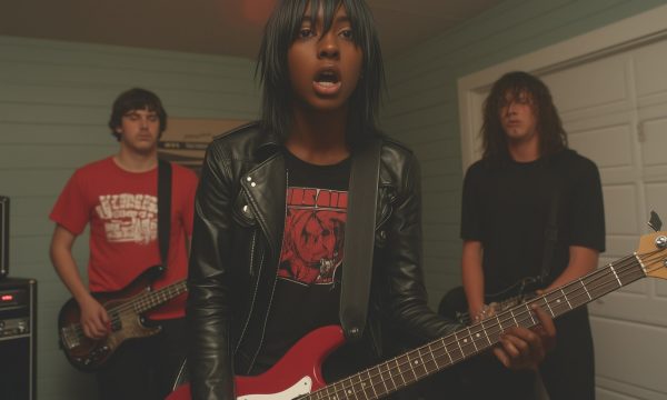 Band Performance with Red Guitar