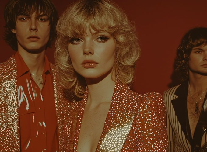 Music Band Trio in Red